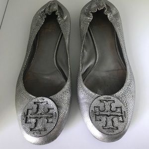 Silver Tory Burch Flats